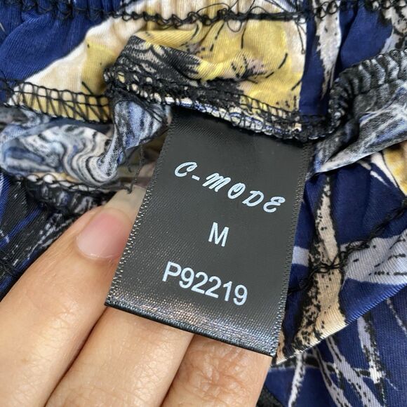 C-Mode Stretch Pants Women Sz M Lose Comfy Floral Elastic Waist - Picture 5 of 11